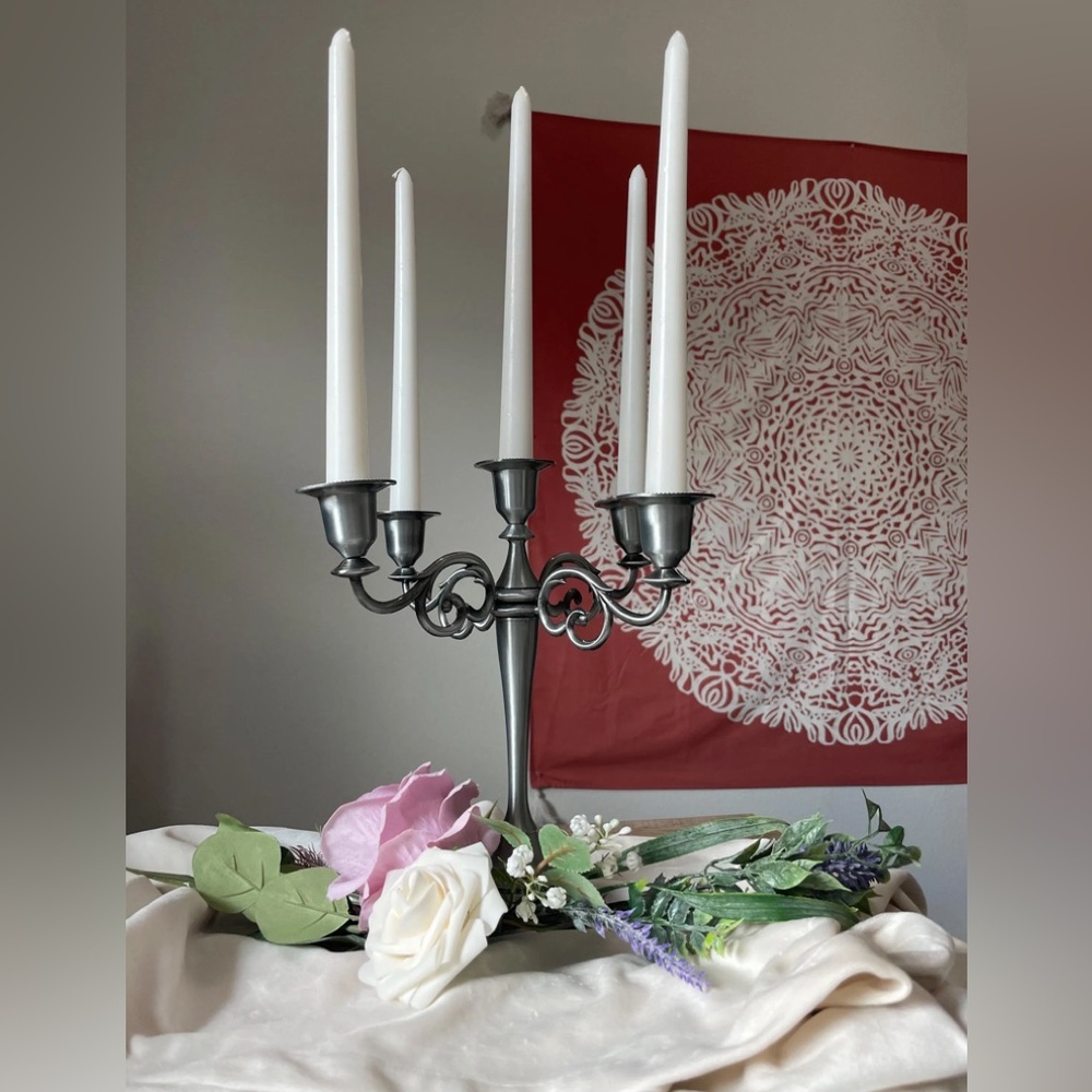 Elegant Candelabra Pewter/Metal 5 Wick holder Wedding ,quinceañiera